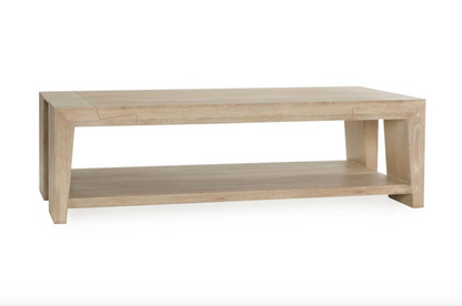 Cameron 60" Rectangular Reclaimed Oak Coffee Table - Light Cream