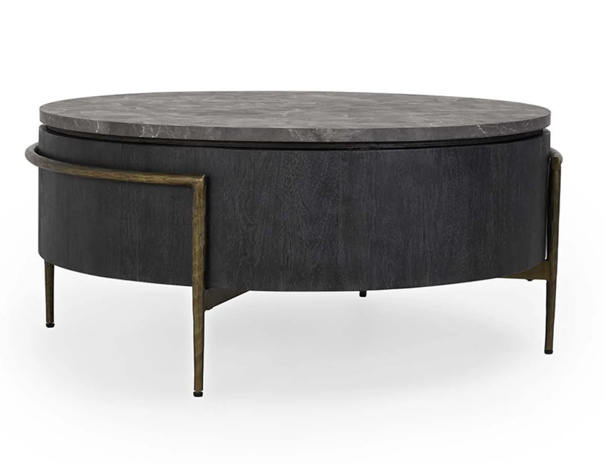 Morton 42" Round Coffee Table - Concrete + Iron