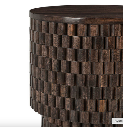 Madeira 25" Round Mango Wood End Table - Espresso Bean