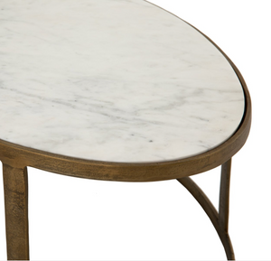 Crowder 38" Nesting Coffee Tables - Brass + Marble