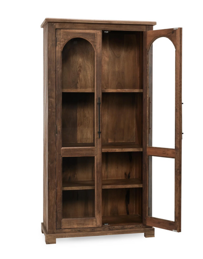 Tahari 42" 2 Door Glass + Reclaimed Wood Cabinet - Natural