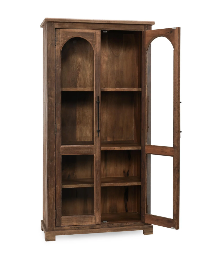 Tahari 42" 2 Door Glass + Reclaimed Wood Cabinet - Natural