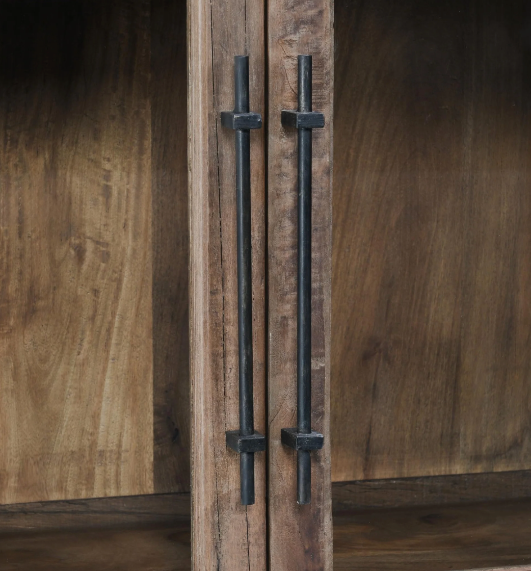 Tahari 42" 2 Door Glass + Reclaimed Wood Cabinet - Natural
