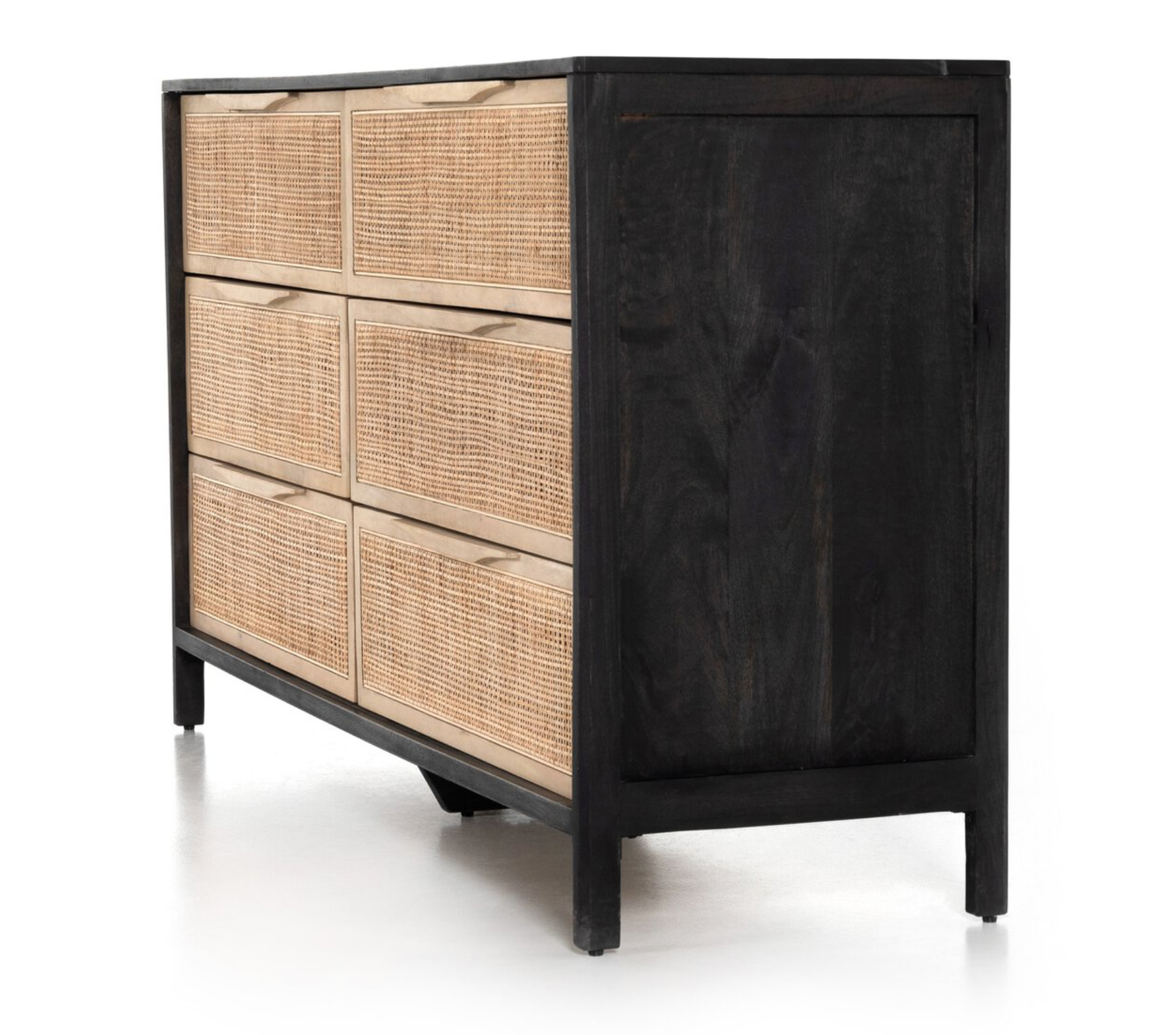 Marcelo 58" 6 Drawer Dresser - Black + Cane