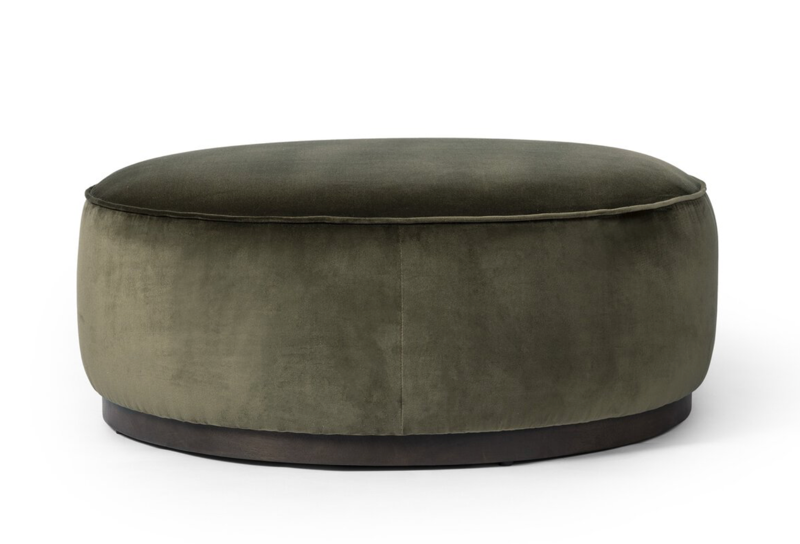 Johnna 36" Round Ottoman - Deep Olive Velvet