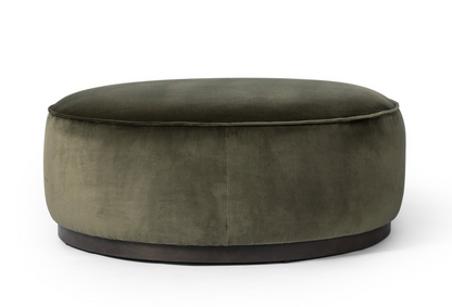 Johnna 36" Round Ottoman - Deep Olive Velvet