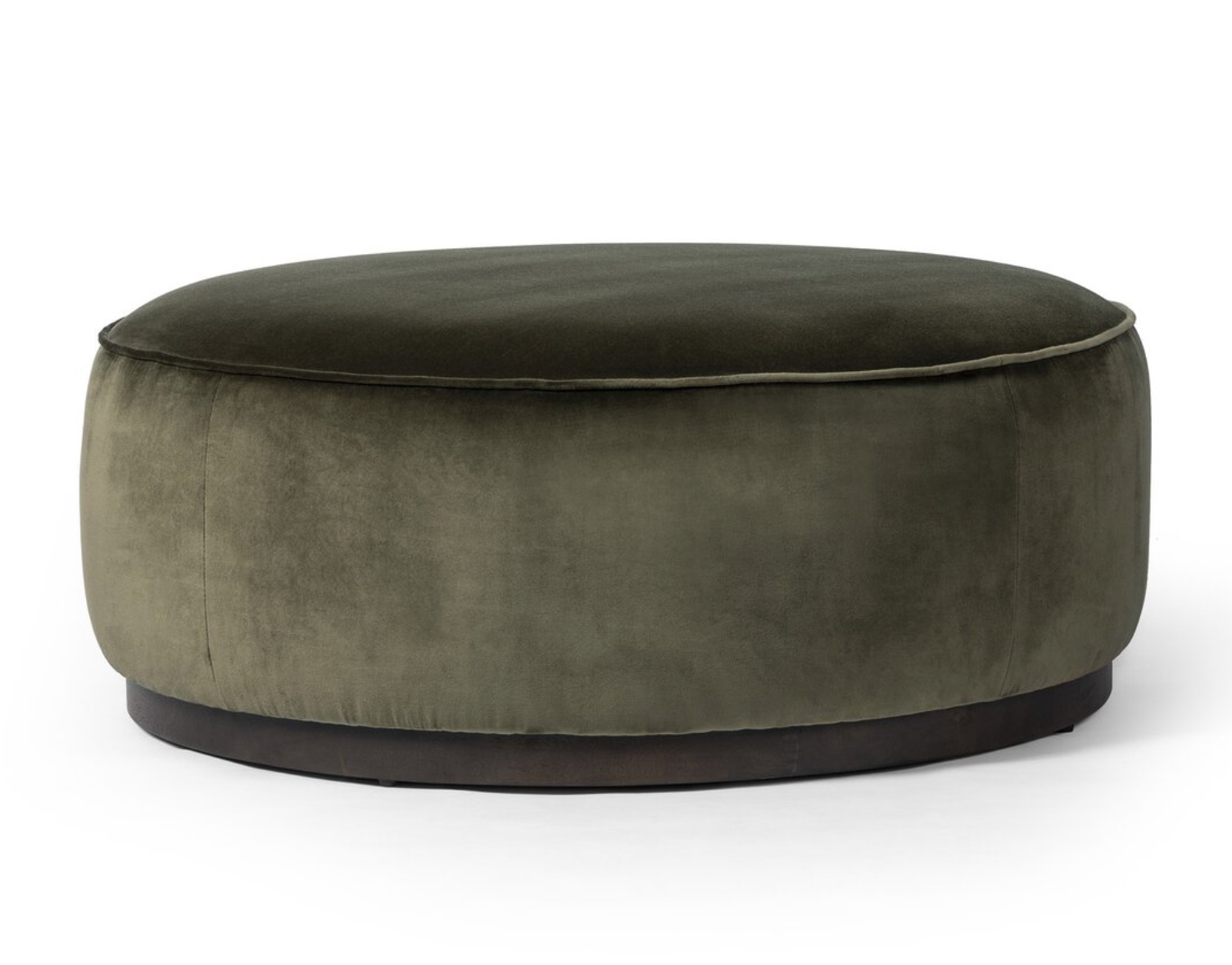 Johnna 36" Round Ottoman - Deep Olive Velvet