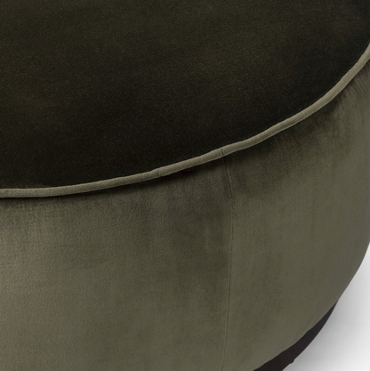 Johnna 36" Round Ottoman - Deep Olive Velvet