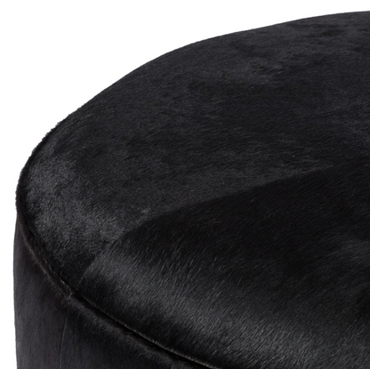 Johnna 36" Round Ottoman - Black Hair on Hide