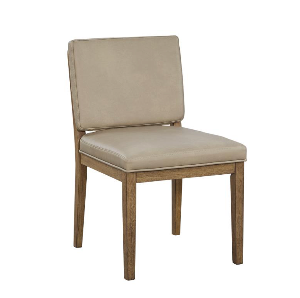 Wendell Top Grain Leather Dining Side Chair - Taupe + Earth
