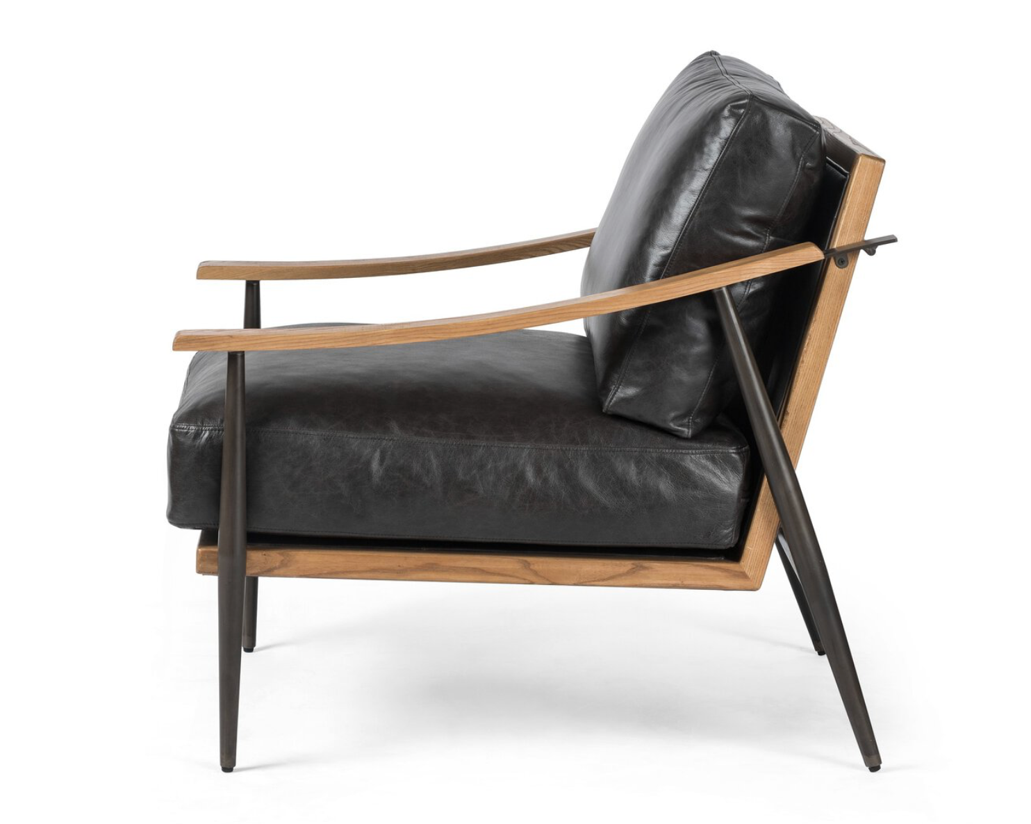 Clark 29" Top Grain Leather Occasional Chair - Black