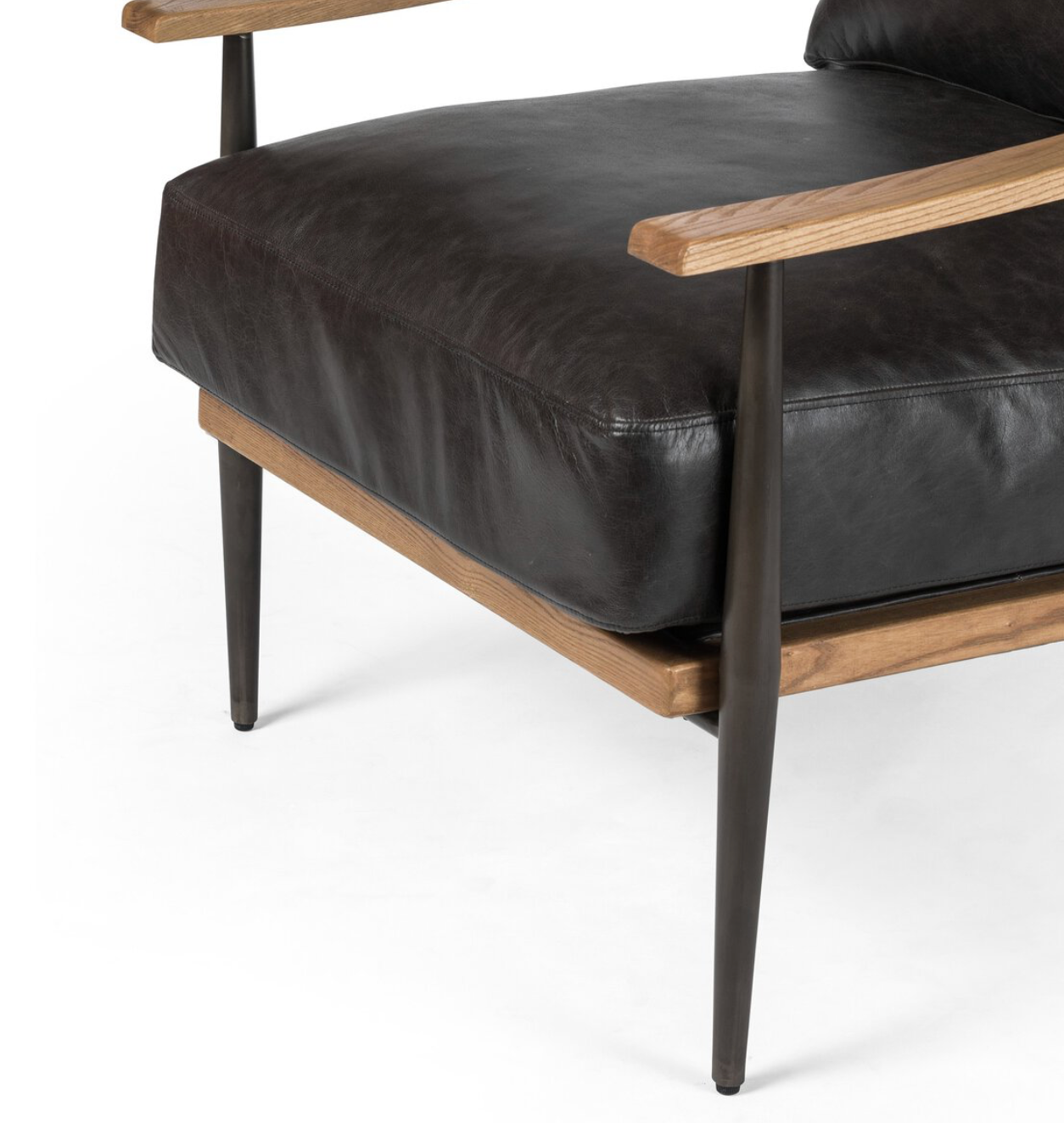 Clark 29" Top Grain Leather Occasional Chair - Black