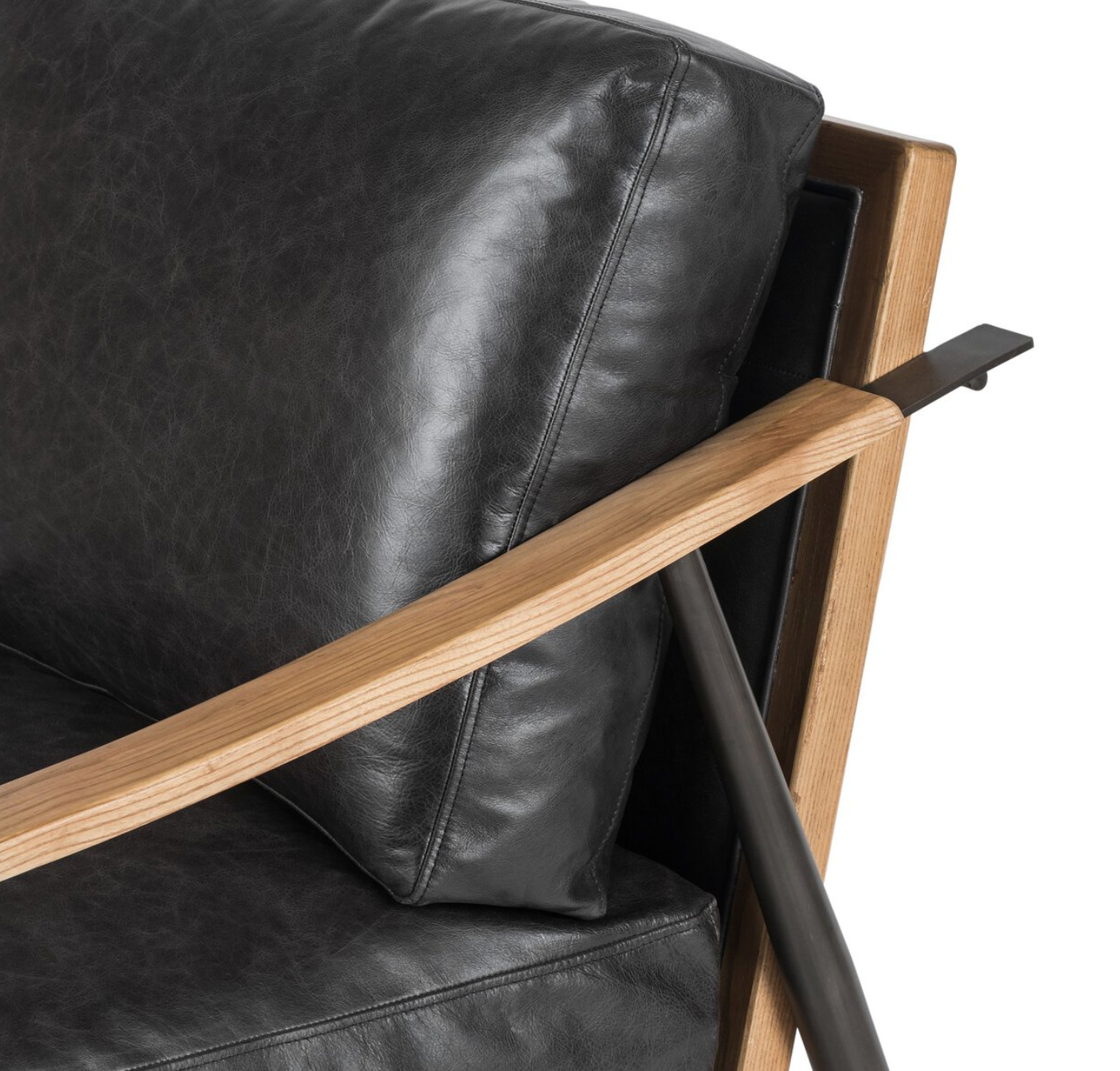 Clark 29" Top Grain Leather Occasional Chair - Black