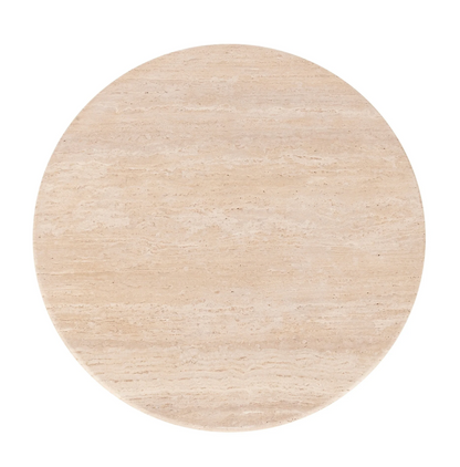 Marney 36" Round Dining Table - Travertine + Iron