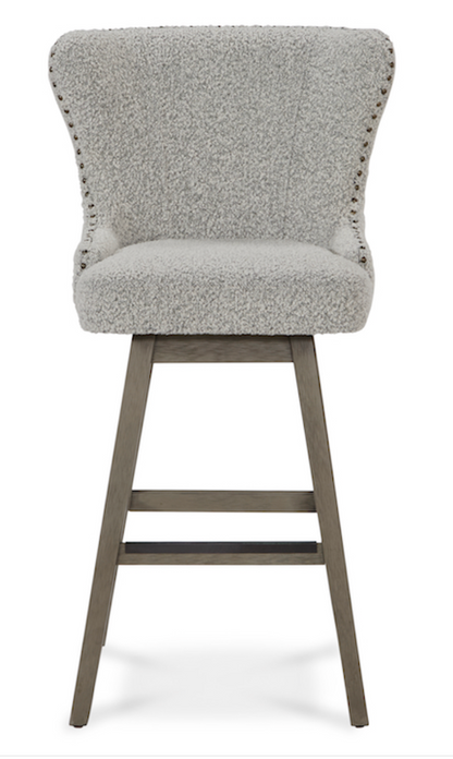 Rockne Swivel Bar Stool- Salt & Pepper Boucle