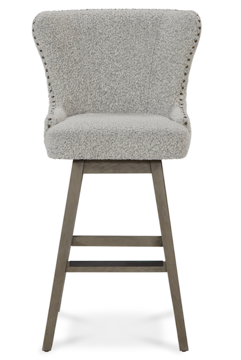 Rockne Swivel Counter Stool- Salt & Pepper Boucle