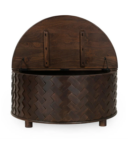 Shakira 40" Round Storage Coffee Table - Espresso Bean