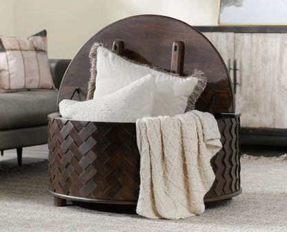 Shakira 40" Round Storage Coffee Table - Espresso Bean