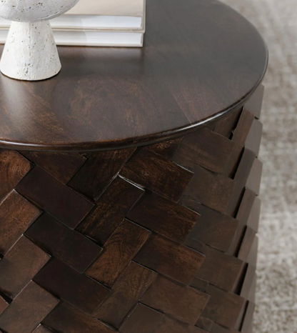 Shakira 24" Round Storage Coffee Table - Espresso Bean