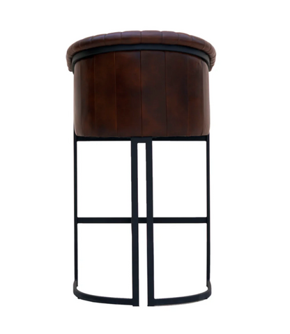 Neville Top Grain Leather Bar Stool - Cigar + Iron