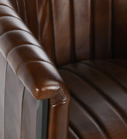 Neville Top Grain Leather Bar Stool - Cigar + Iron