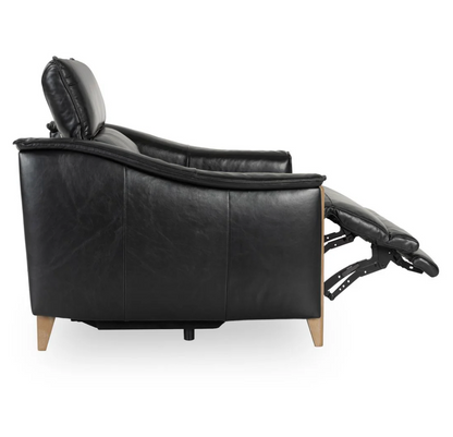 Culver 41" Top Grain Power Motion Leather Recliner - Black + Ash