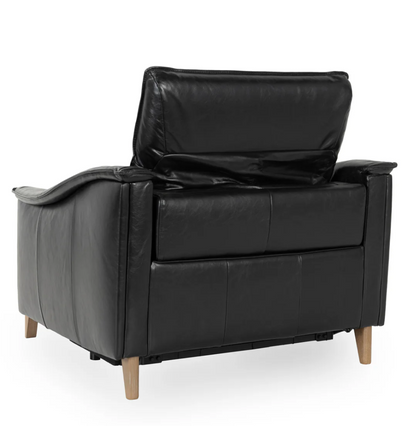 Culver 41" Top Grain Power Motion Leather Recliner - Black + Ash
