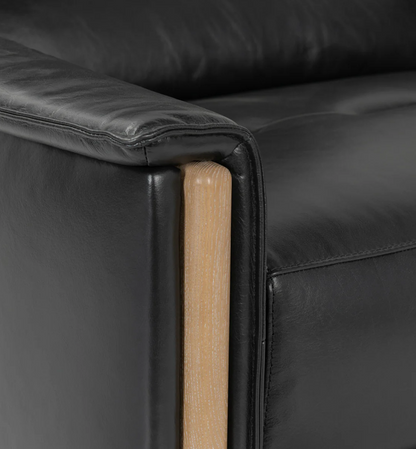 Culver 41" Top Grain Power Motion Leather Recliner - Black + Ash