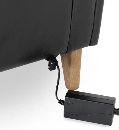 Culver 41" Top Grain Power Motion Leather Recliner - Black + Ash