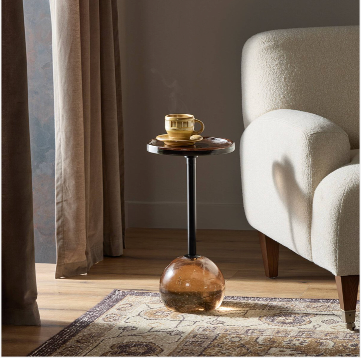 Violet Accent Table-Smoked Brown Cast Glass