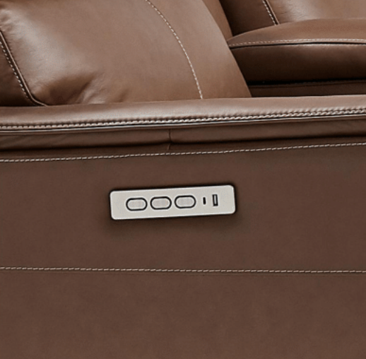 Horace 110” x 108” Top Grain Leather Power Motion Reclining 5 Seat Sectional -  Brompton Brown