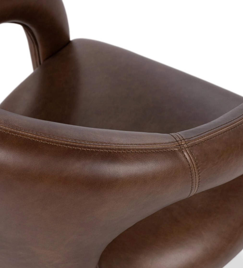 Astoria Top Grain Leather Dining Chair - Bison Brown