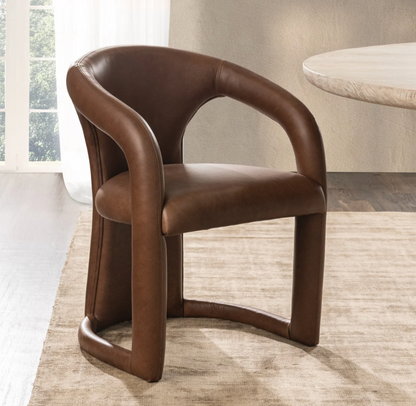 Astoria Top Grain Leather Dining Chair - Bison Brown