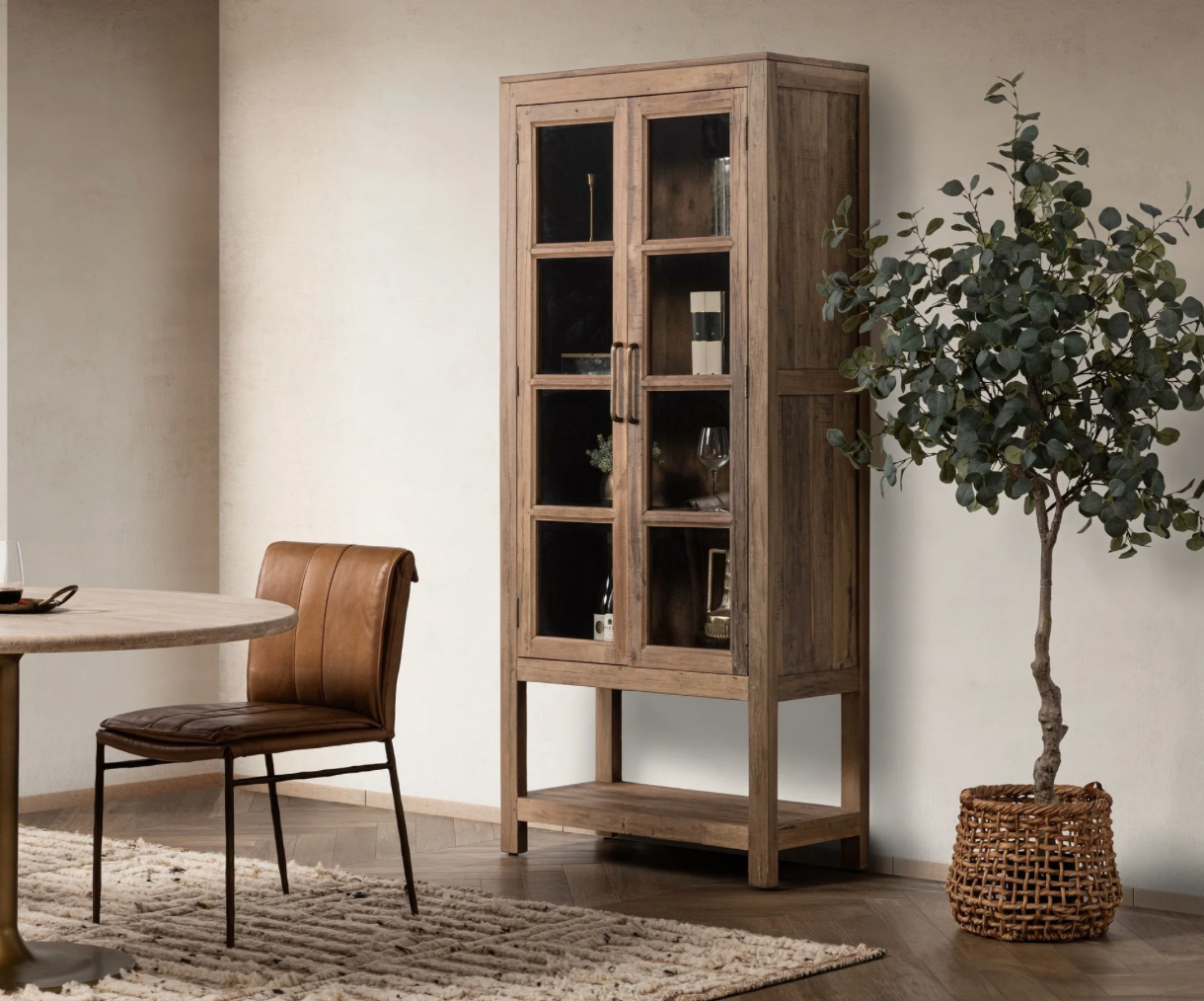 Burundi 36" Reclaimed Wood + Glass Cabinet