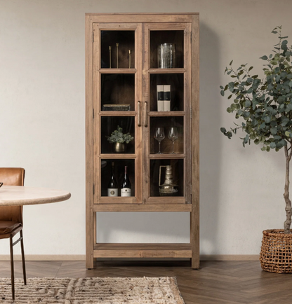 Burundi 36" Reclaimed Wood + Glass Cabinet