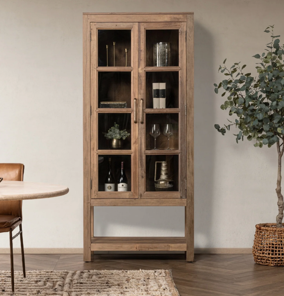 Burundi 36" Reclaimed Wood + Glass Cabinet