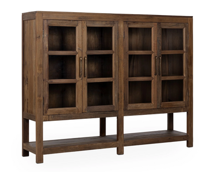 Burundi 72" Reclaimed Wood + Glass 4 Door Cabinet