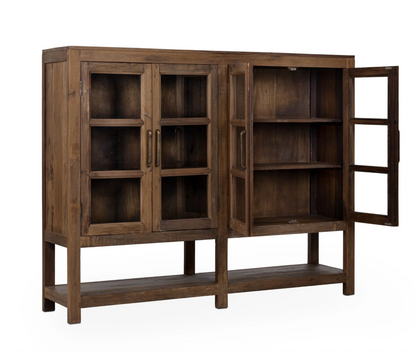 Burundi 72" Reclaimed Wood + Glass 4 Door Cabinet