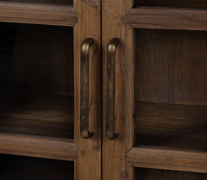 Burundi 72" Reclaimed Wood + Glass 4 Door Cabinet