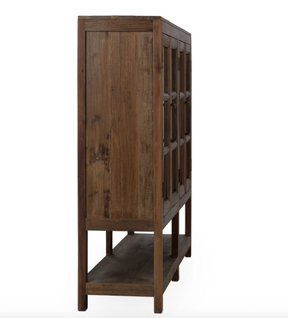 Burundi 72" Reclaimed Wood + Glass 4 Door Cabinet