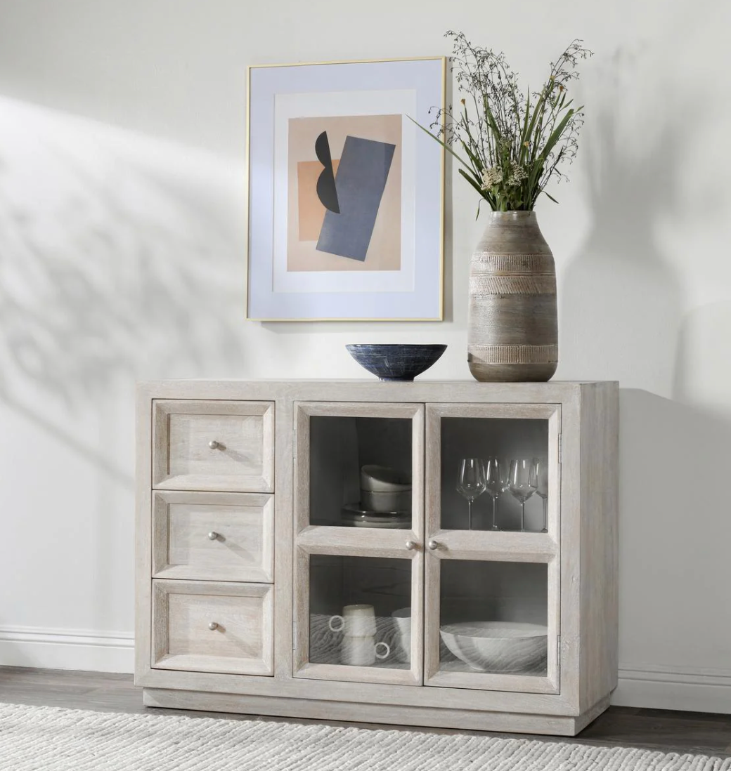 Dornan 50" 2 Door + 3 Drawer Cabinet - White Wash