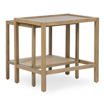 Dabney 22" Nesting End Tables - Oak + Cane