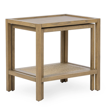 Dabney 22" Nesting End Tables - Oak + Cane