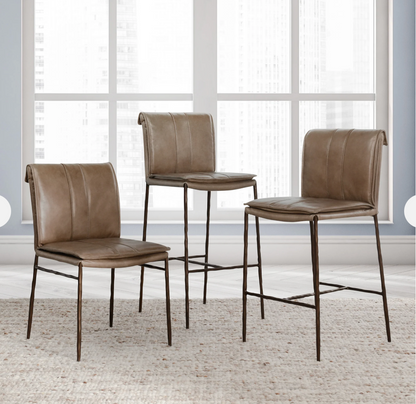 Wesley Top Grain Counter Stool - Saddle + Brass