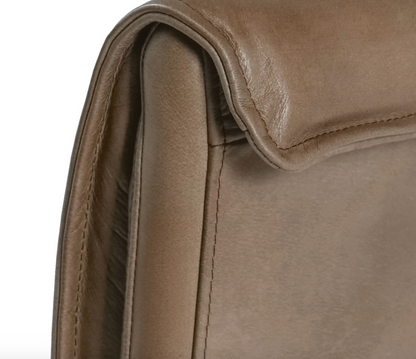 Wesley Top Grain Leather + Hammered Iron Dining Chair - Saddle + Brass