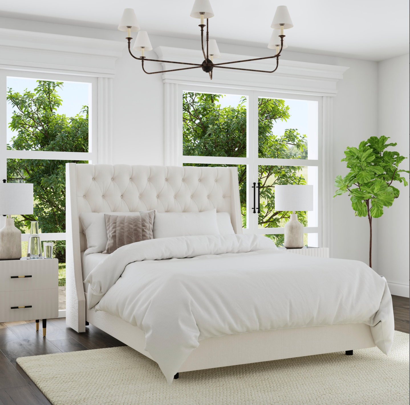 Londyn Tufted Customizable Wingback Bed