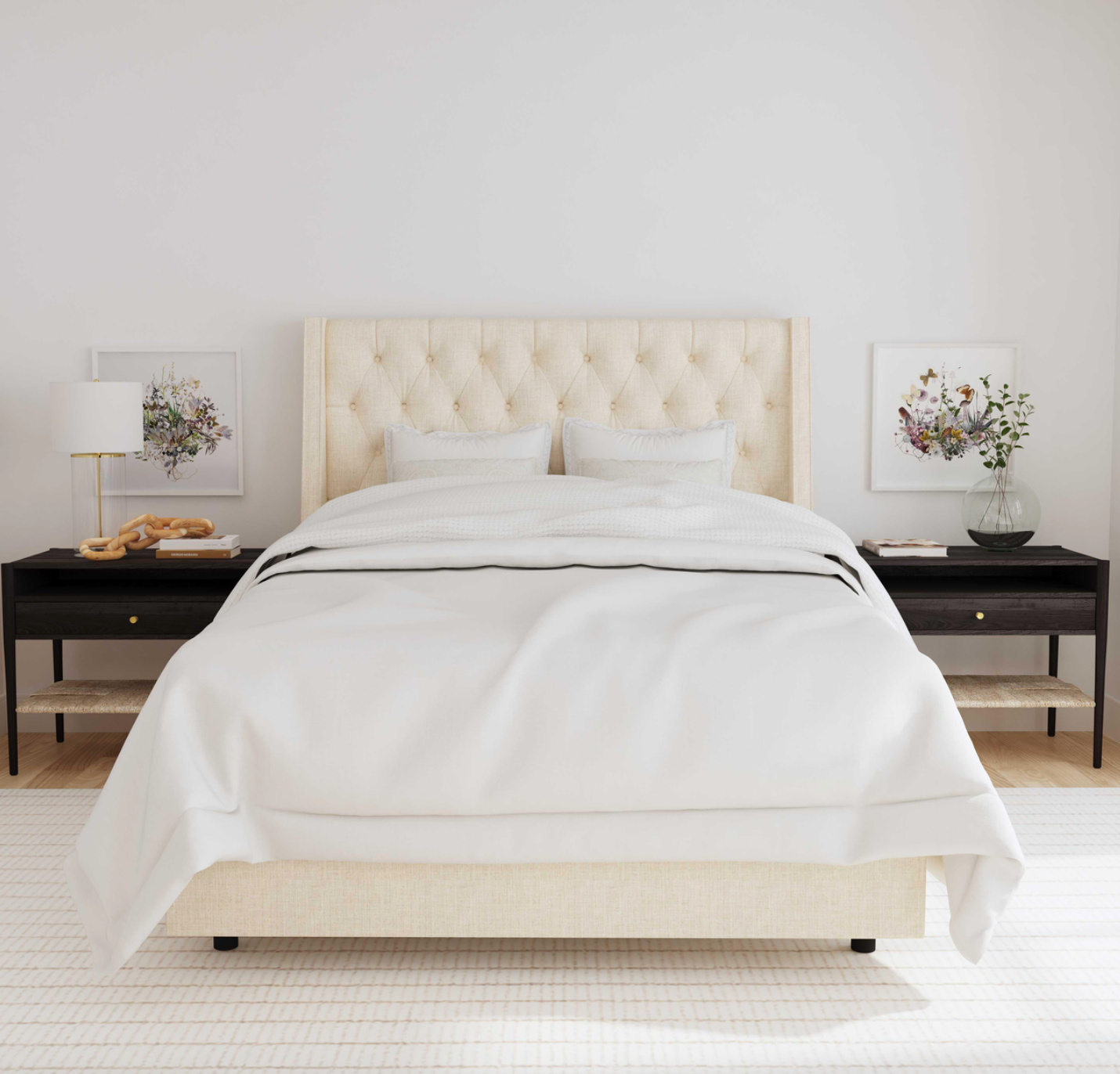 Londyn Tufted Customizable Wingback Bed