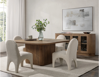 Selena 64" Square Fluted Dining Table - Tawny Oak Brown