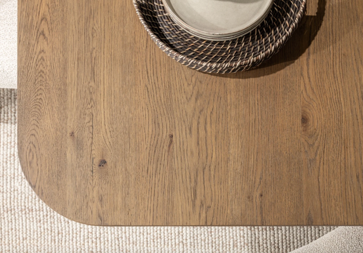 Selena 64" Square Fluted Dining Table - Tawny Oak Brown