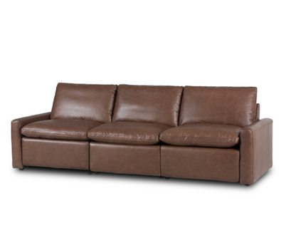 Timothy 111" 3 Cushion Power Reclining Top Grain Leather Sofa - Coco